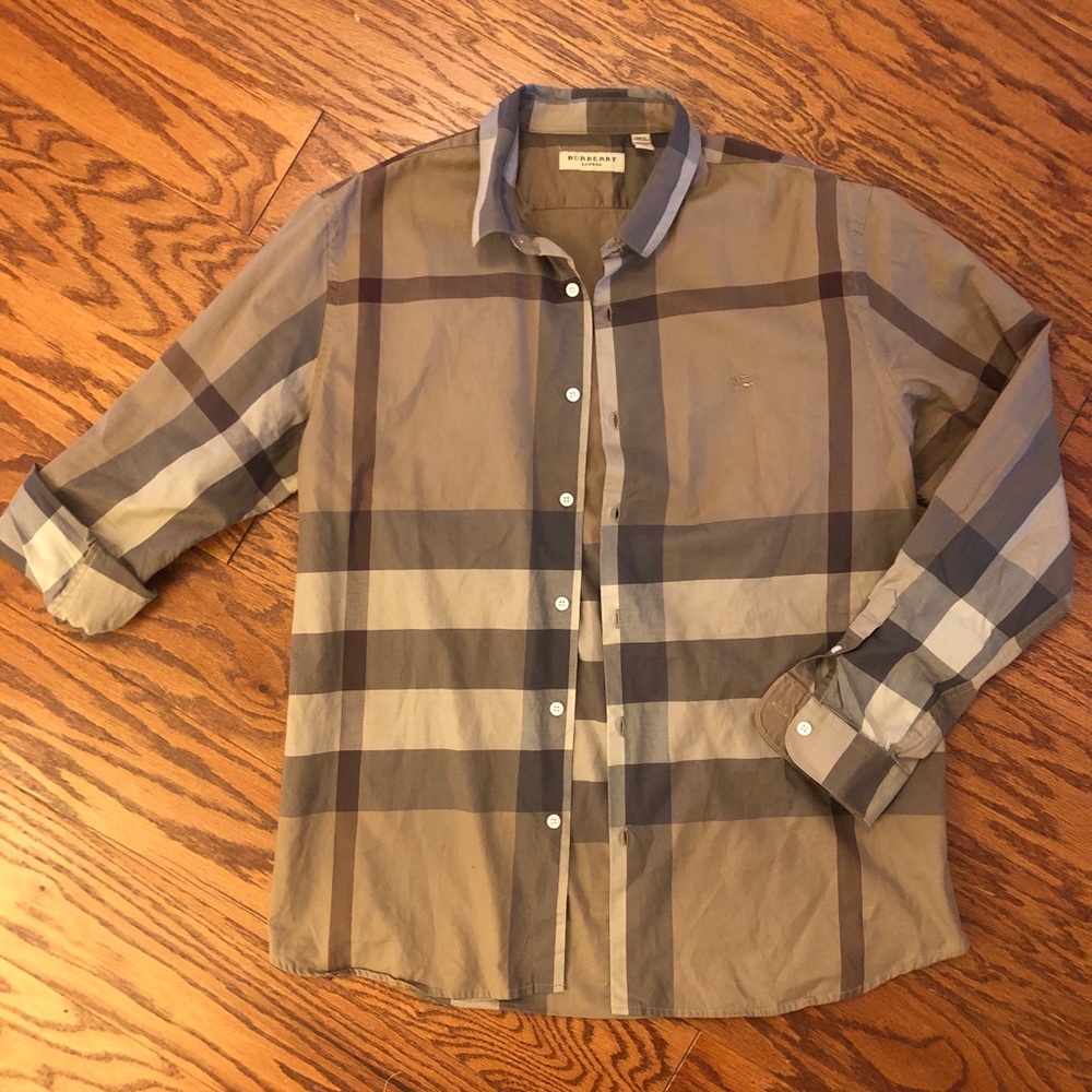 Burberry Men’s Button Up Plaid Shirt